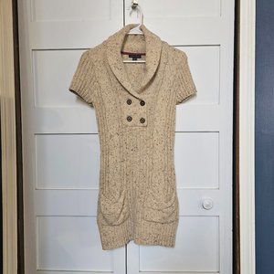 Tommy Hilfiger Sweater Dress Angora wool blend Small S cable knit beige